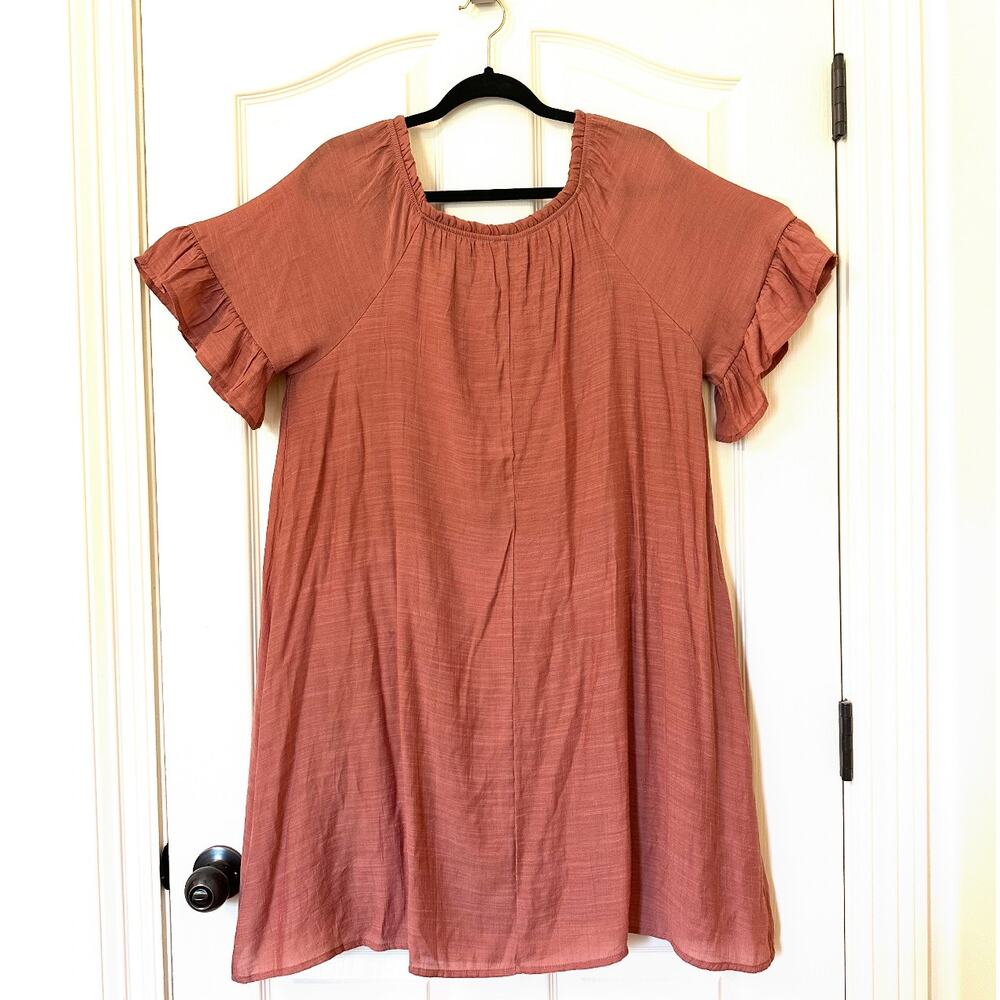 Naif Anthropologie Rust Colored Boho Shift Dress … - image 2